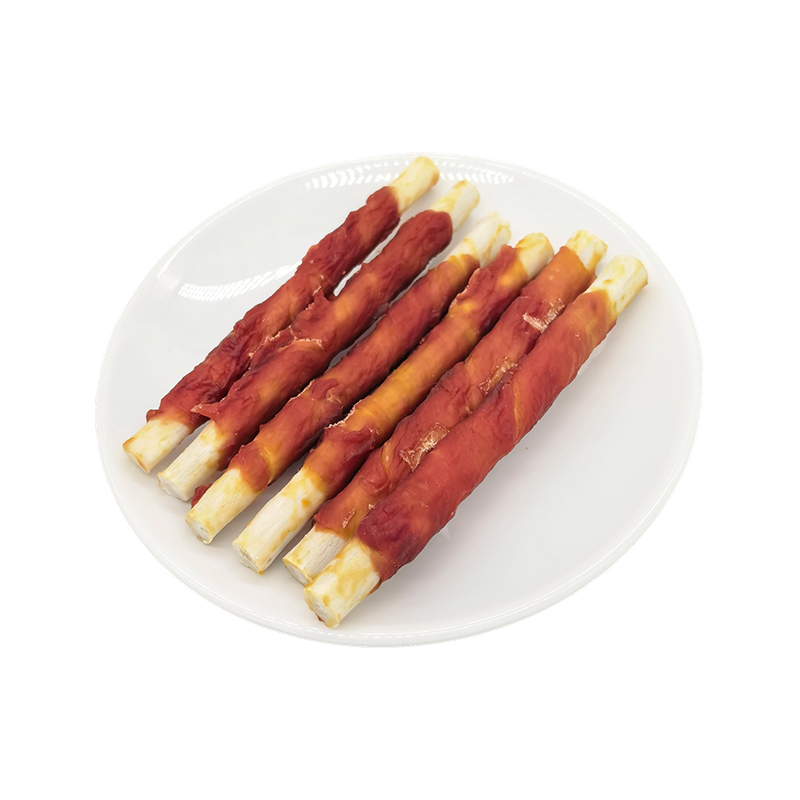 NP004 5' Entenfleisch-umwickelter Hundekaustab aus zusammengesetztem Rohleder