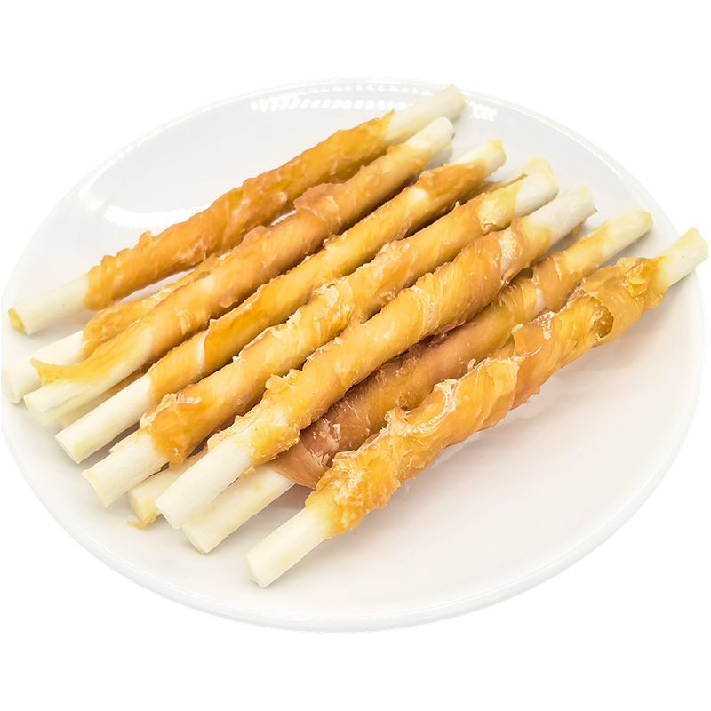 NP002 5'-Hühner-umwickelter Kaustab aus Rohleder für Hunde