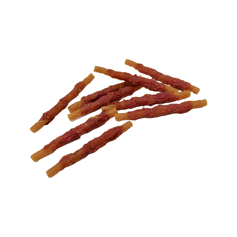 Einfarbiger, mit Enten umwickelter, gedrehter Kaustab – langlebige Kausnacks für Hunde (12–12,5 cm)